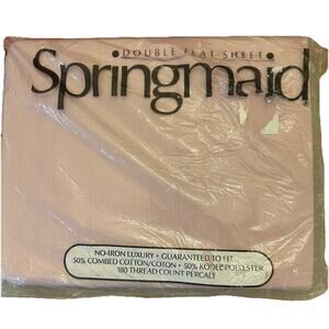 Vtg Springmaid Sheets Pinafore Pink Double Flat Sheet Mattress NOS Cotton‎ Blend